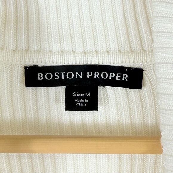 Boston‎ Proper Womens Medium Ivory Ribbed Turtleneck Casual Chic Beachy Sweater - Picture 6 of 7
